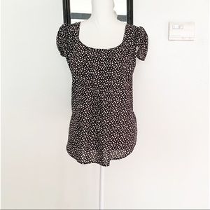 Spense Polka Dot Black White Blouse Top Size M